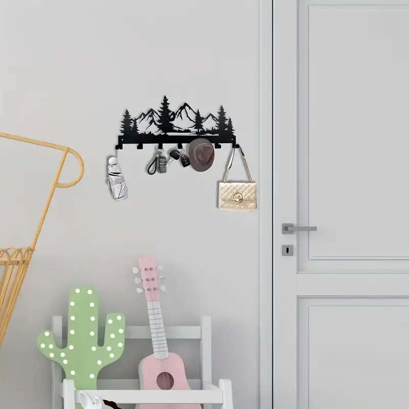 1pc Charming Metal Forest Key Hook Easy Install Wall Mount for Towels Hats Purses Stylish Entrance B