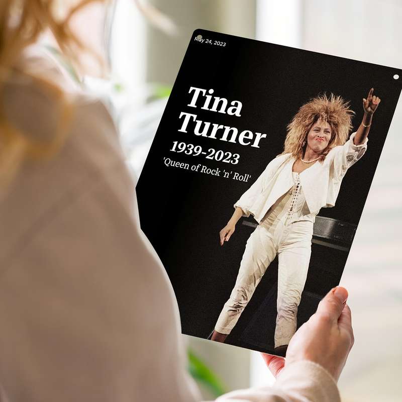 1pc 2D Flat  Tina Turner Tribute Metal Wall Art Pre-Drilled Holes Weather-Resistant Iron Si