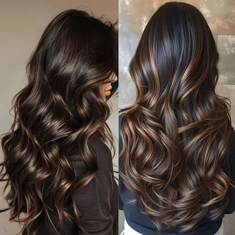 Women's Synthetic Ombre Brown Layered Wavy Wig