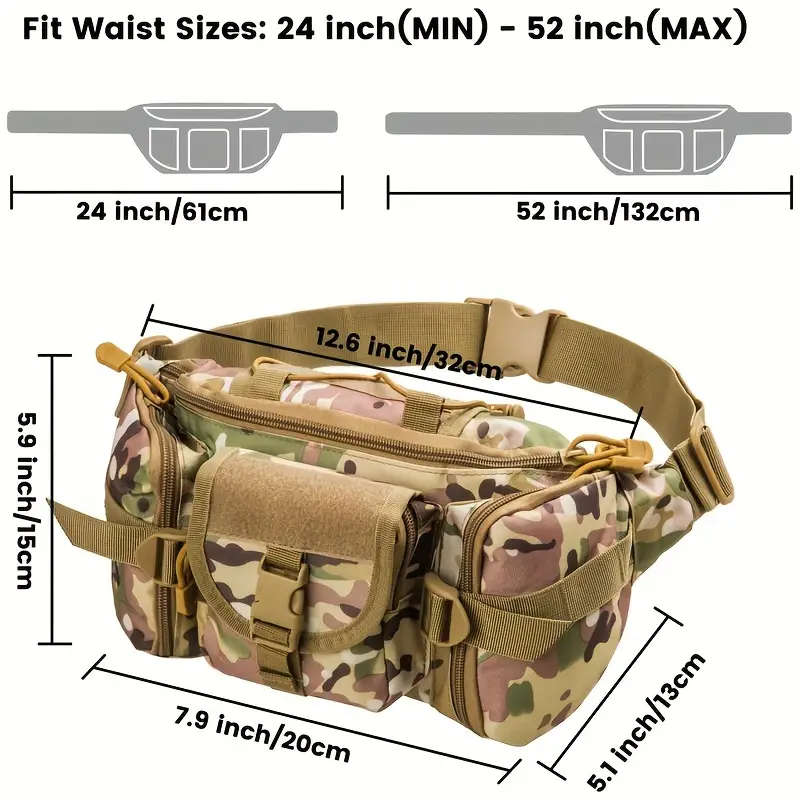 1pc Tactical Hunting Fanny Pack Waterproof Oxford Cloth Waist Bag for Gear Knife Flashlight Wallet I