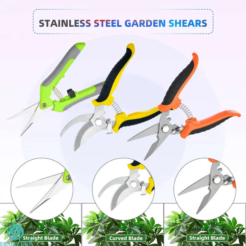 3Pack Stainless Steel Garden Pruning Shears Modern Metal Gardening Scissors Durable Trimming