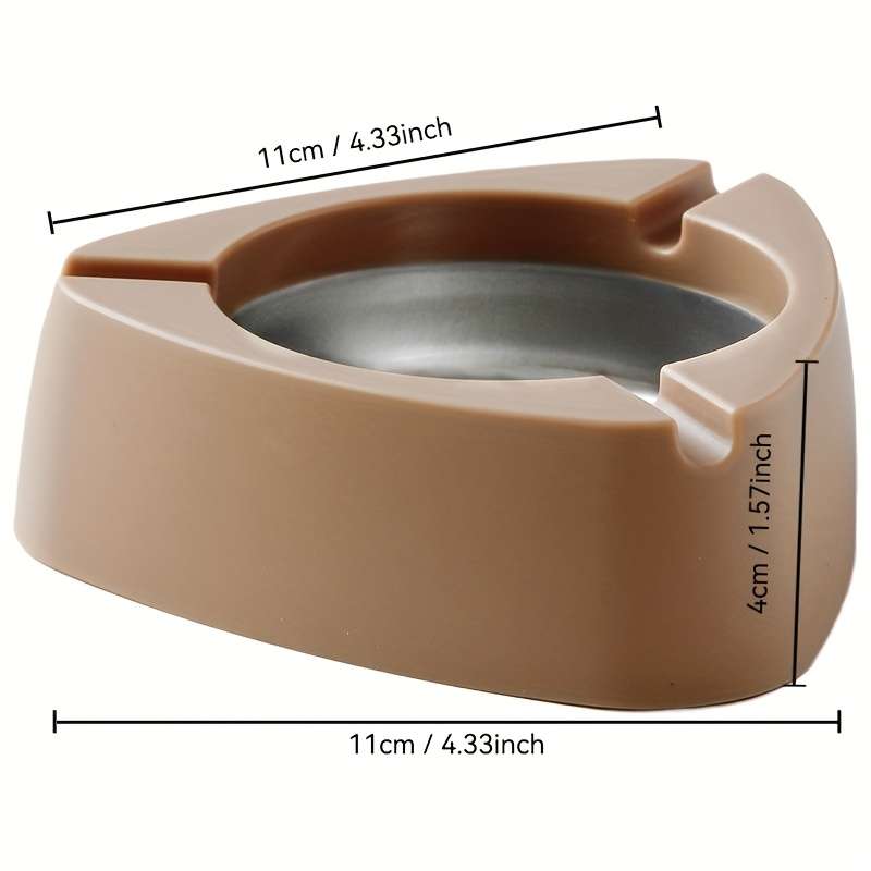 1pc Modern Stainless Steel Cigarette Ashtray Portable Anti-Tip Windproof Rustproof Dropproof