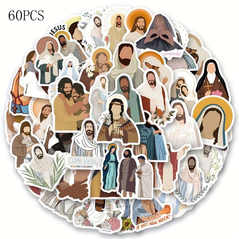 60pcs Jesus Christian Stickers Jesus Christian Themed Stickers