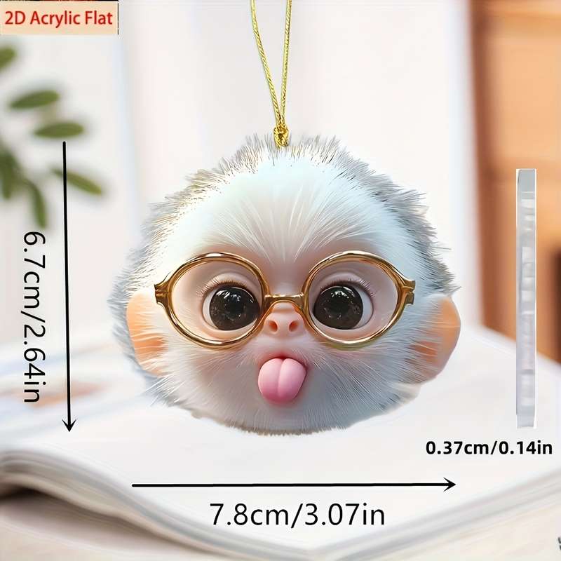1pc 2D Flat  s  Acrylic Car Hanging Cute Glasses Monkey Cartoon Animal Acrylic Ornament