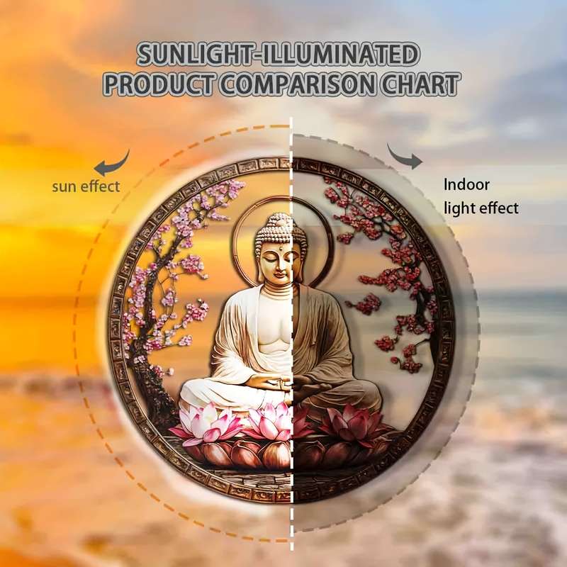 1pc 2D Flat   Acrylic Buddha Garden Garden Suncatcherss 22.86cm x 22.86cm Stained Window Han