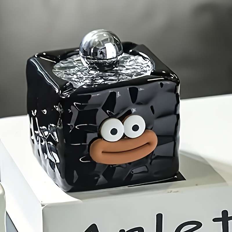 1pc Creative Cute Ceramic Ashtray Square Shape Contemporary Style High-end Tabletop Decoration