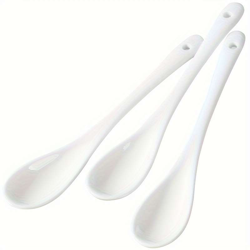 10pcs set Ceramic Spoon Coffee Stirring Spoon Creative 13cm Long Handle White Porcelain Spoo