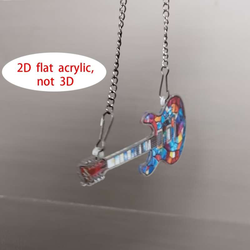1pc 2D Flat One piece electric guitar-shaped acrylic sunlight catcher flat 2D hanging decoration