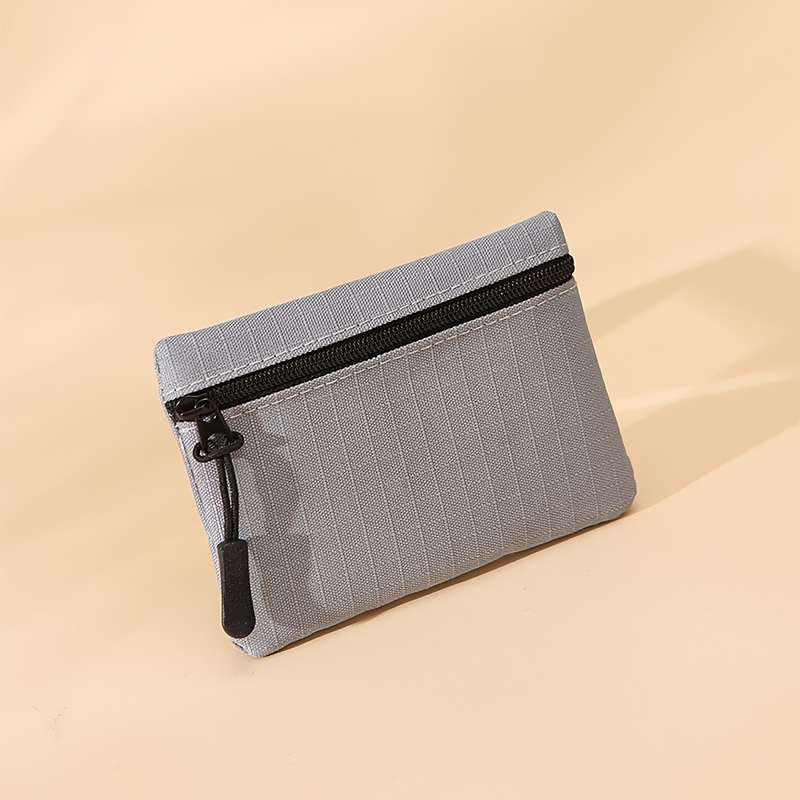 1pc New Mini Multi-Color Oxford Cloth Coin Purse with Solid Color Mesh Zipper Portable for Student