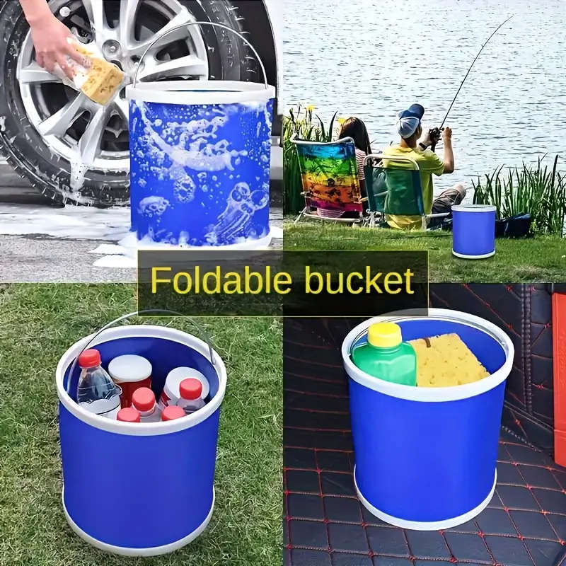 1pc Collapsible Camping Fishing Bucket 11L Foldable Durable Water Bucket For Car Washing Fishing Boa