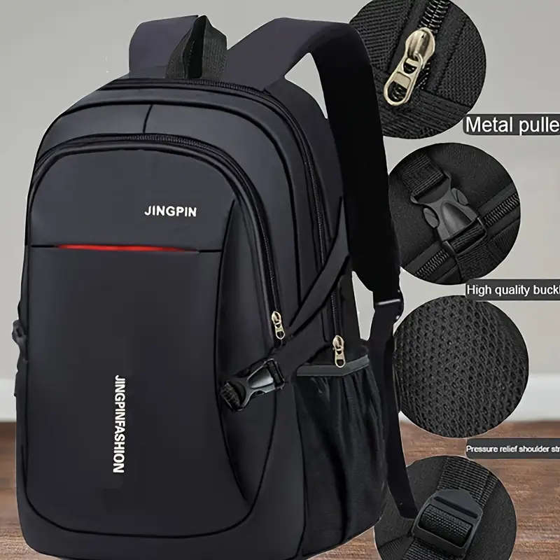 1pc Unisex Casual Nylon Backpack Adjustable Strap Zipper Closure Polyester Lining Tassel Embellishme