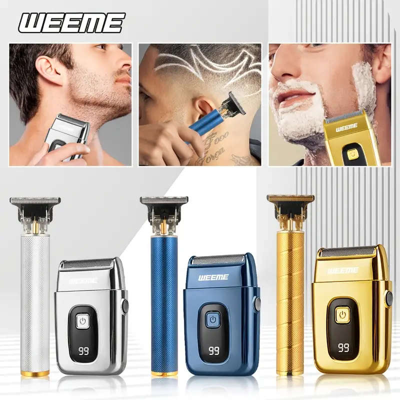 2pcs Professional Cordless Hair Cutting And Shaving Set USB Rechargeable Men'S Hair Clipper Portable