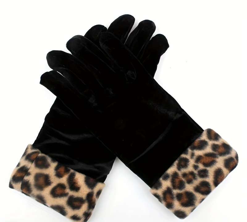 1 Pair Leopard Warm Gloves