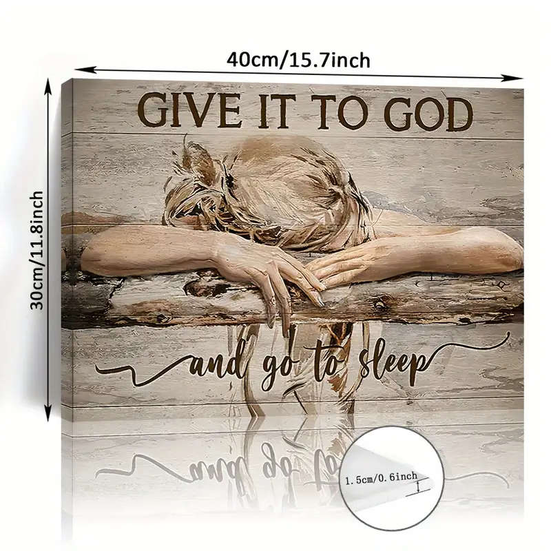 1pc Wooden Framed Canvas Painting Give It To God And Go To Sleep Canvas Wall Art Prints For Home Dec