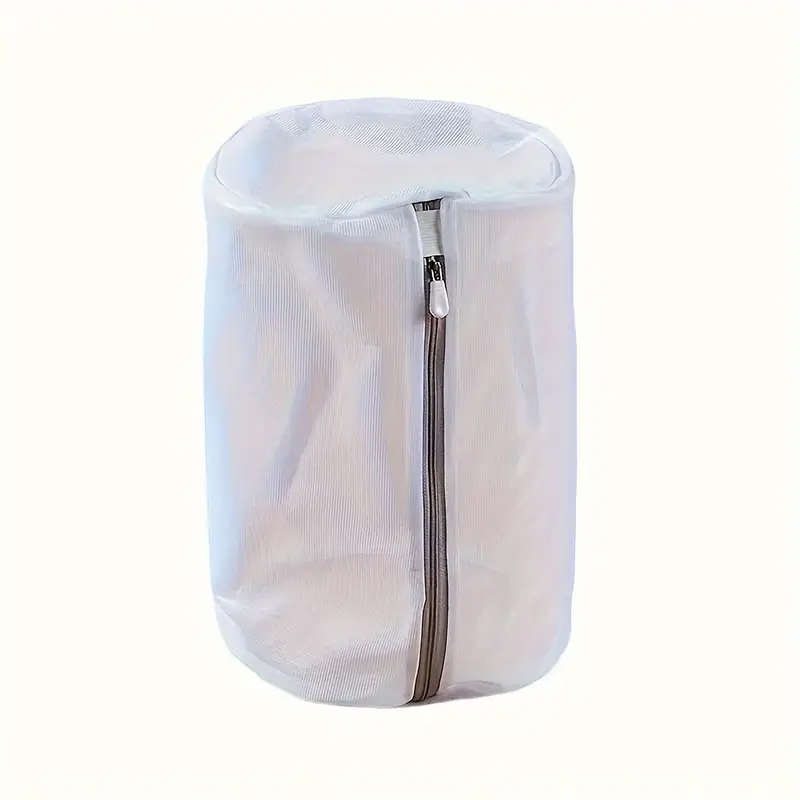 1pc Durable Polyester Mesh Laundry Bag for Shoes Zippered Round Washing Machine Organizer for Sneake