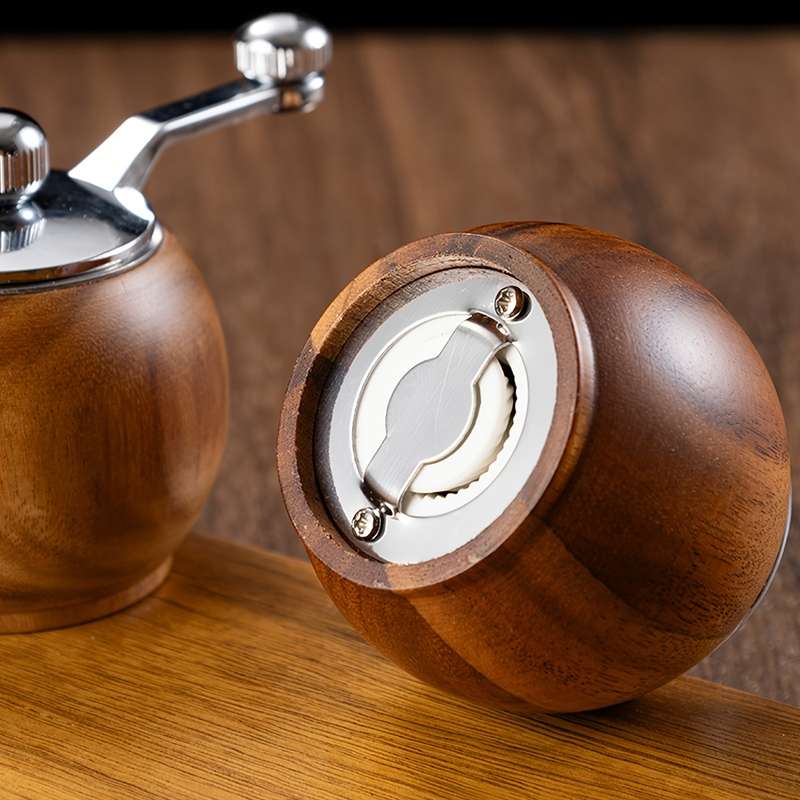 1pc Wooden Manual Pepper Grinder Hand-Crank Sea Salt Black Pepper Mill Rustic Kitchen Tool
