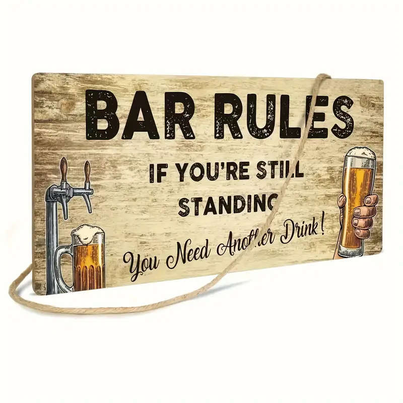 1pc Classic Wooden Plaque Wall Art Versatile Decor for Home Restaurant Bar Cafe Easy Hang
