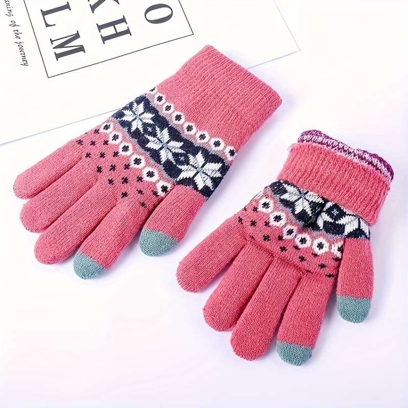1 Pair Khaki Warm Gloves