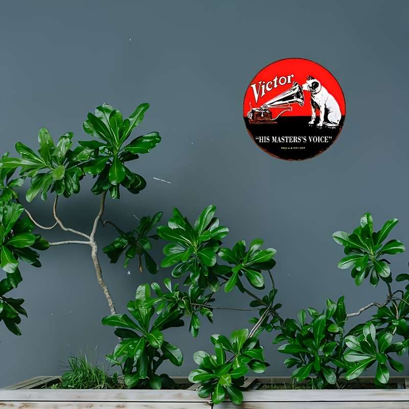 1pc  His Master'S Voice Victor Vinyl Record Sign UV Printed Vintage Phonograph Dog Design