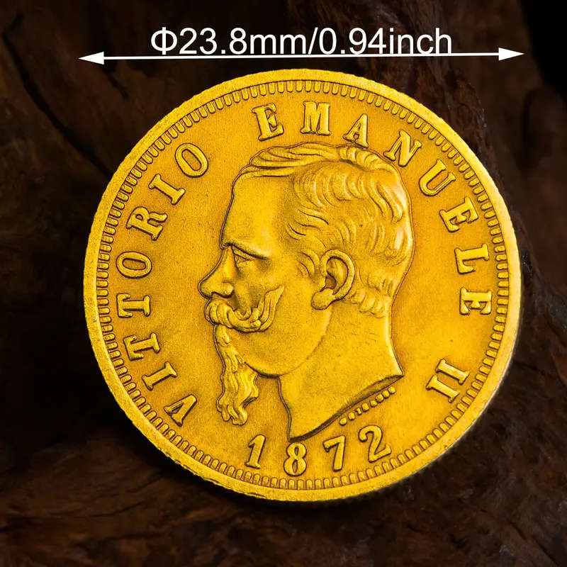 Golden Plated Vittorio Emanuele II 1872 Relica Commemorative Coin