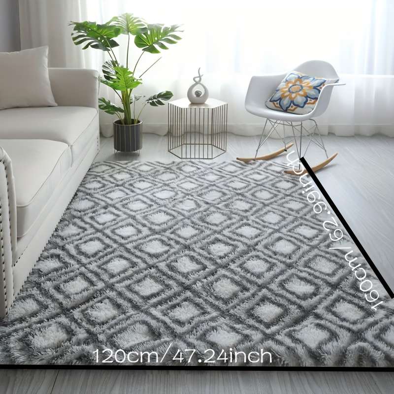 1Pc White background gray square 120x160cm 47.24x62.99inch Floor Mat
