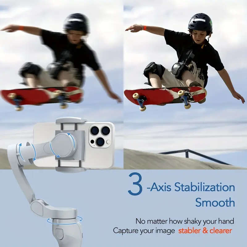1pc Handheld Gimbal 3-Axis Stabilizer with Smart Gesture Control USB Charging Wireless 2550mAh Lithi