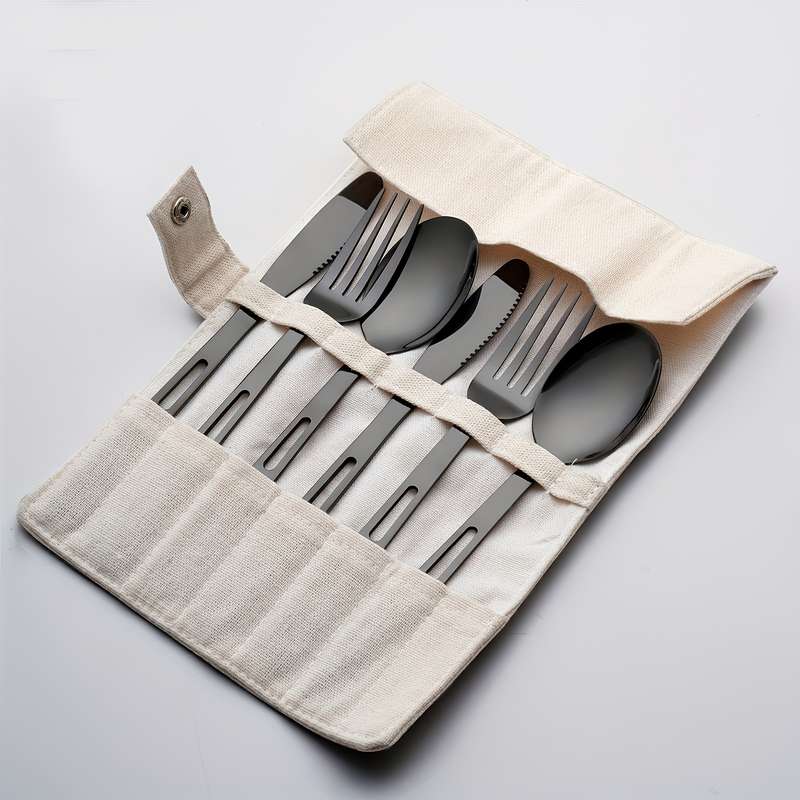 6pcs Stainless Steel Outdoor Camping Cutlery Set Modern Minimalist Design 2 Forks 2 Knives 2