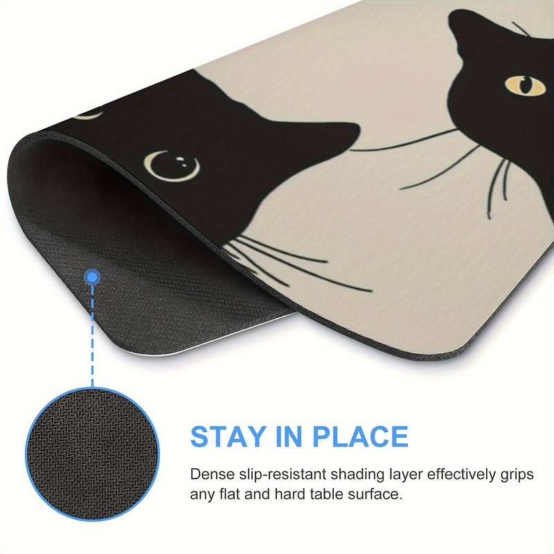 1pc of Three Black Cat Game Mouse Pads Rectangular Mouse Pads for Women and Girls w