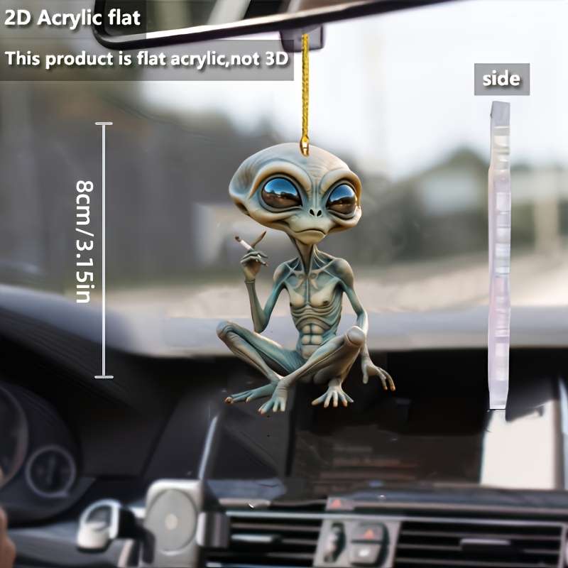 1pc 2D Flat   Cute Alien  Acrylic Car Hanging Decoration New Acrylic Material Keychain