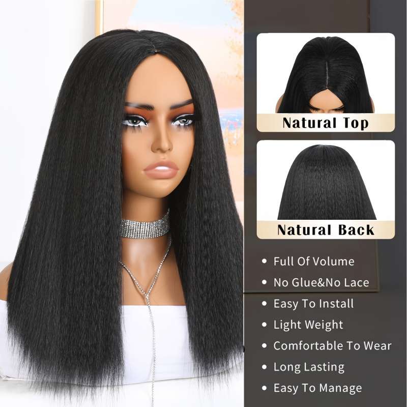 1Pc Black 45.72cm Fashion Design Wig
