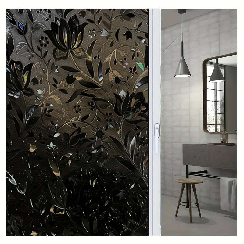 1pc Black Size 30cmx100cm 11.8inx39.6in Door And Window Stickers