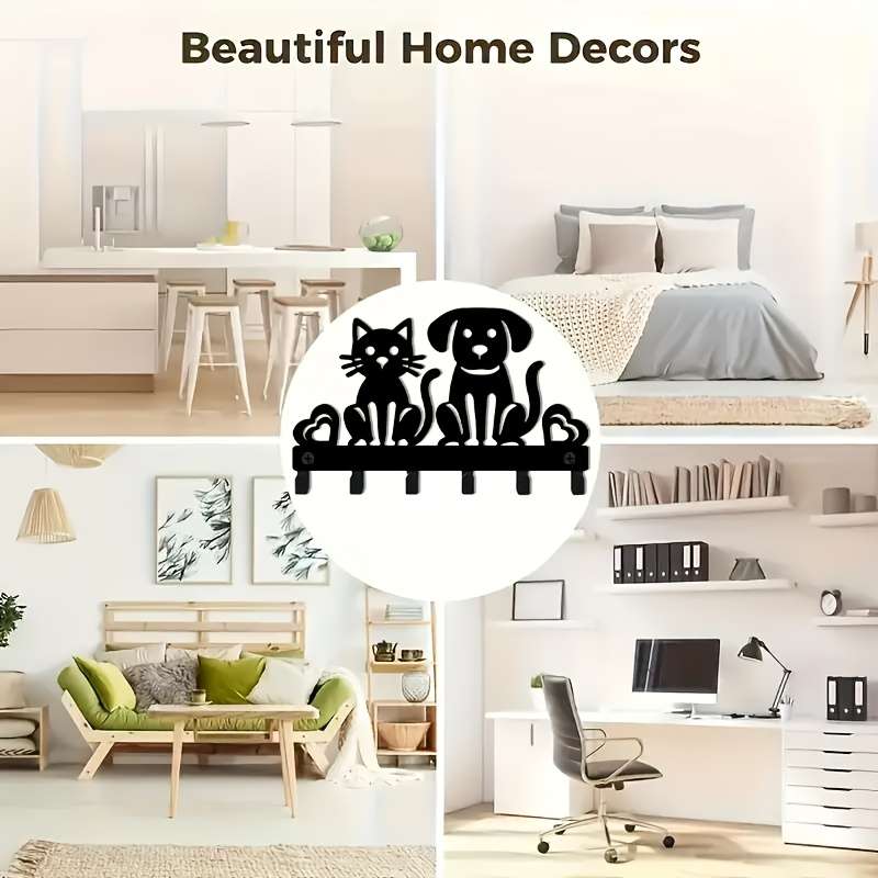 1 small cat and dog key hook wall mounted storage rack metal decorative hook decoration used for