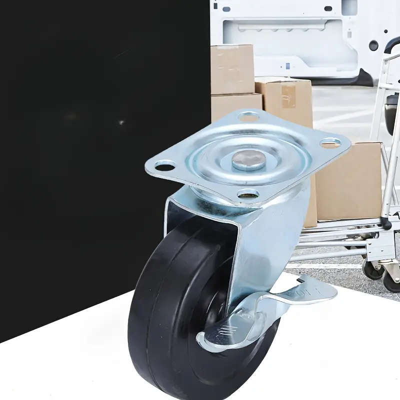 4-Pack Plate Casters Heavy Duty Steel Swivel Casters with Locking Brakes Secure Mobility for Compute