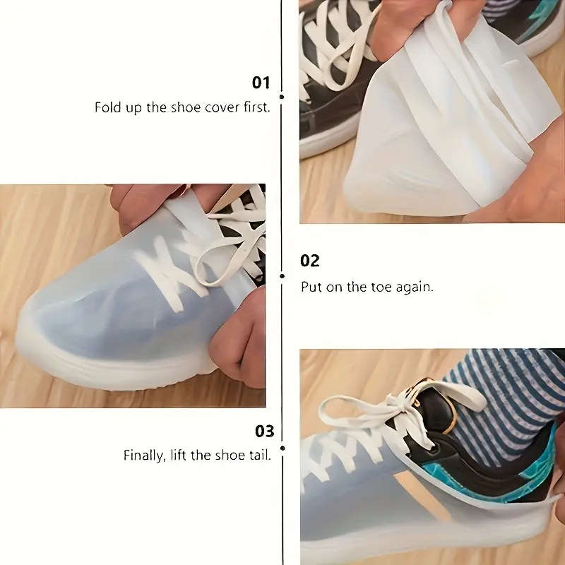 1 Pair Durable Silicone Shoe Covers Waterproof Reusable Non-Slip Rain Protectors for Men and Women