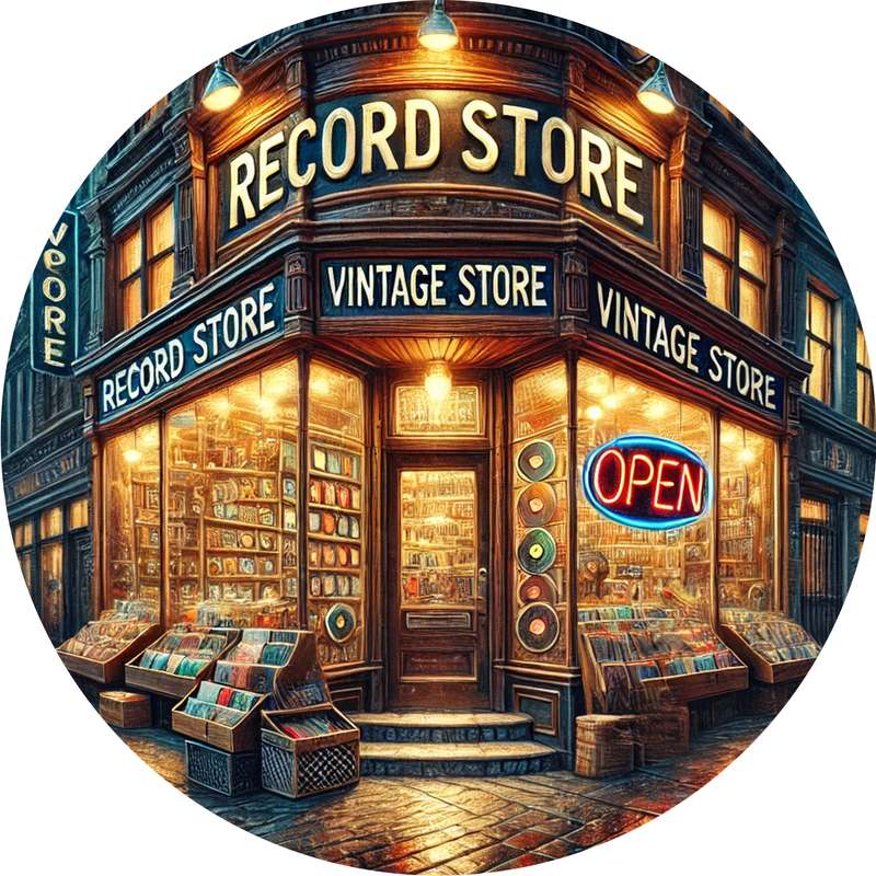 1pc Vintage Record Store Metal Sign 19.81x19.81 cm Round Aluminum Wall Art Retro Decor for Home