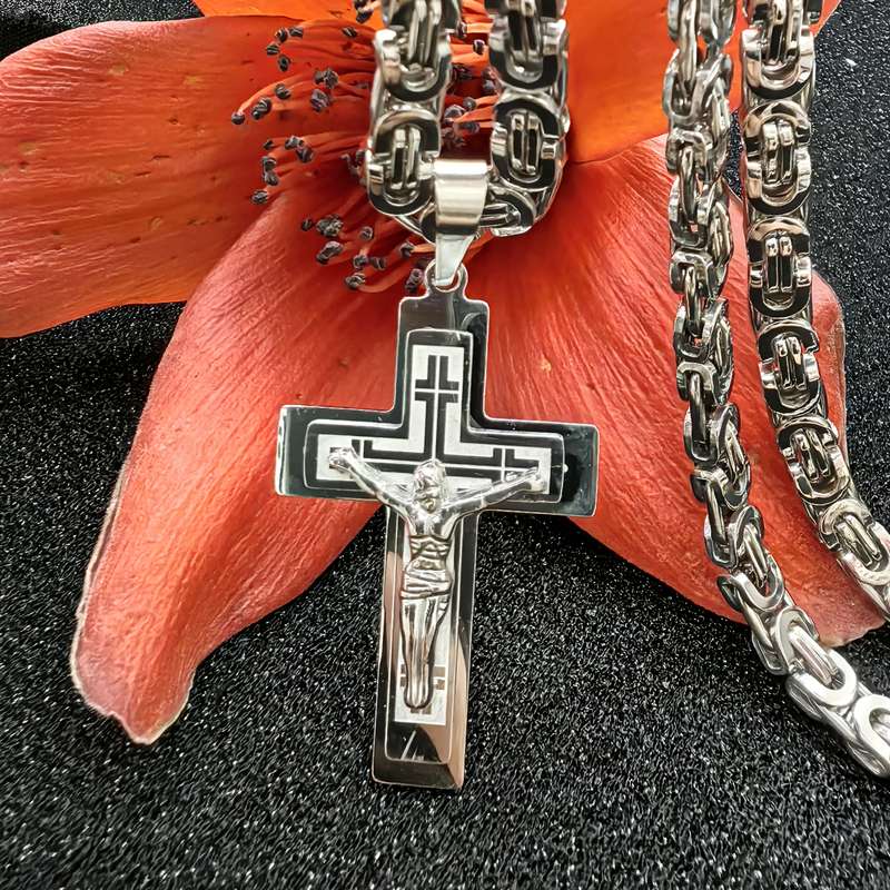 1 Piece Golden Add Silvery Jesus Theme Pendant