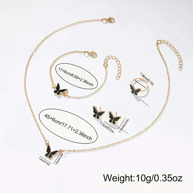6pcs set Women's Fashion Casual Trendy Quartz Watch and Bracelet Necklace Ring Earrings Jewelry Set