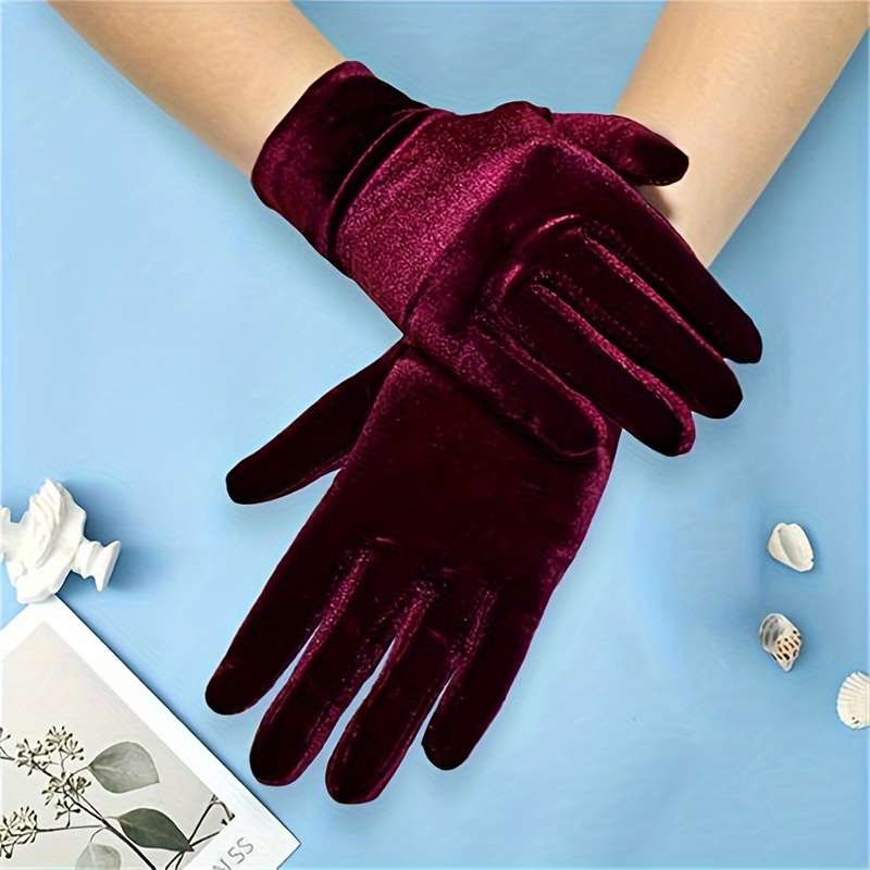 1 Pair Deep Red Warm Gloves