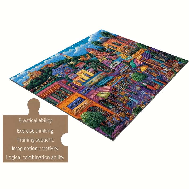 1000pcs Mysterious Bazaar in Marrakech Jigsaw Puzzle for Adults Vibrant Moroccan Ma