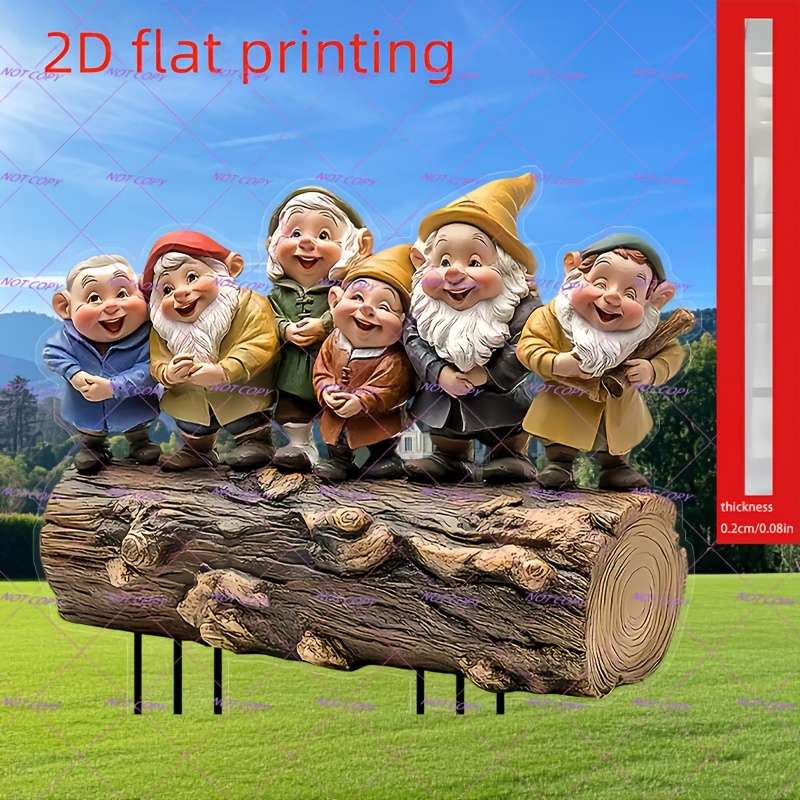 1pc 2D Flat  Printing Hot-Selling Cute Dwarf Garden Decoration Floor Plug-In Suitable for Courtyard