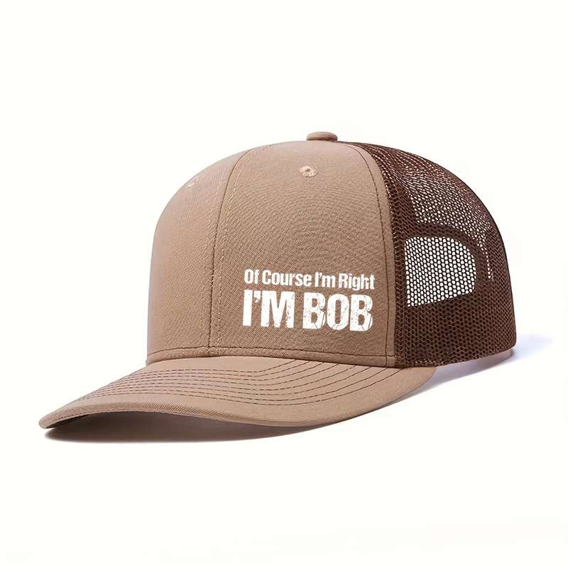 1pc Unisex Polyester Baseball Cap with "Of Course I'm Right" Print Breathable Mesh Snapback Hat A