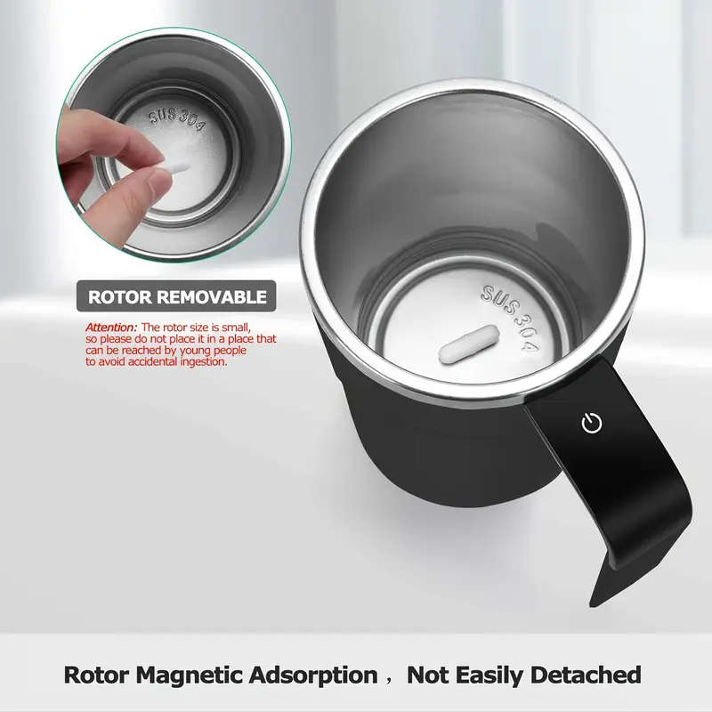 1pc Electric Coffee Stirring Cup USB Rechargeable Digital Display Magnetic Mixer ABS Material Lithiu