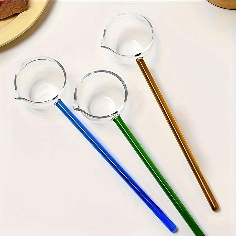 1pc Glass Dessert Spoon High Borosilicate Glass Soup Ladle Heat Resistant Cooking Utensils Suit