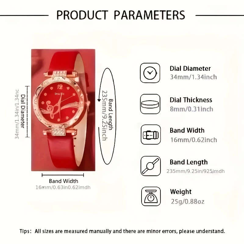 6pcs set Women's Watch Set Exquisite Women's Quartz Watch and Accessories Does Not Include Watch Box