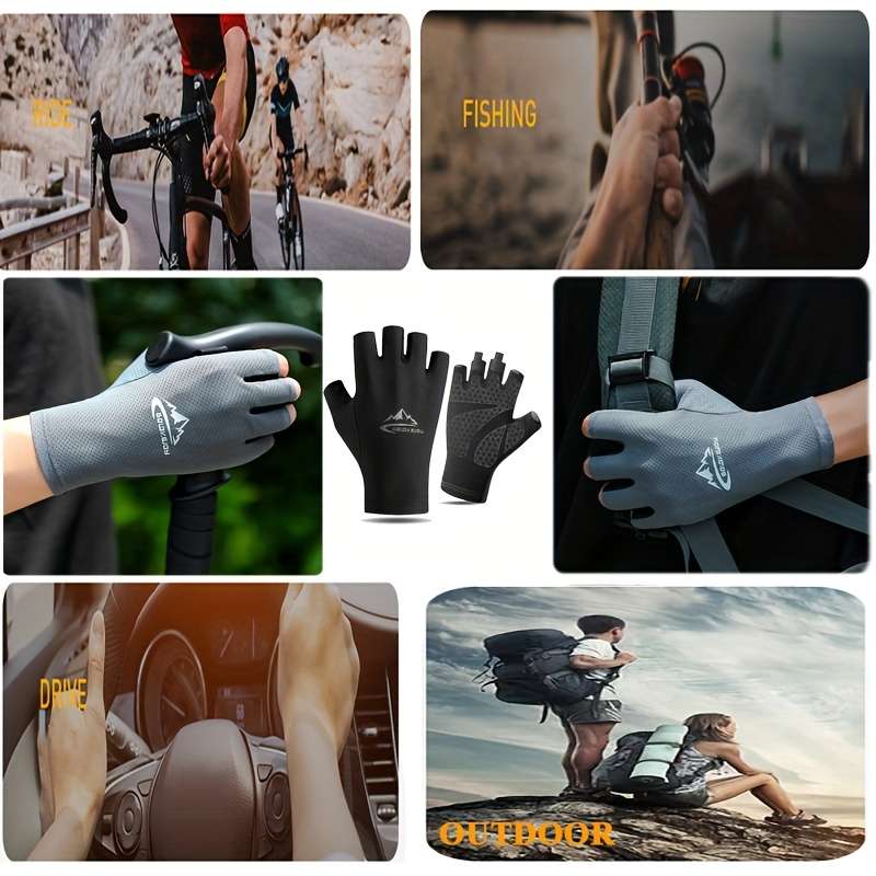 2 Pairs Black Gray Outdoor Sports Gloves