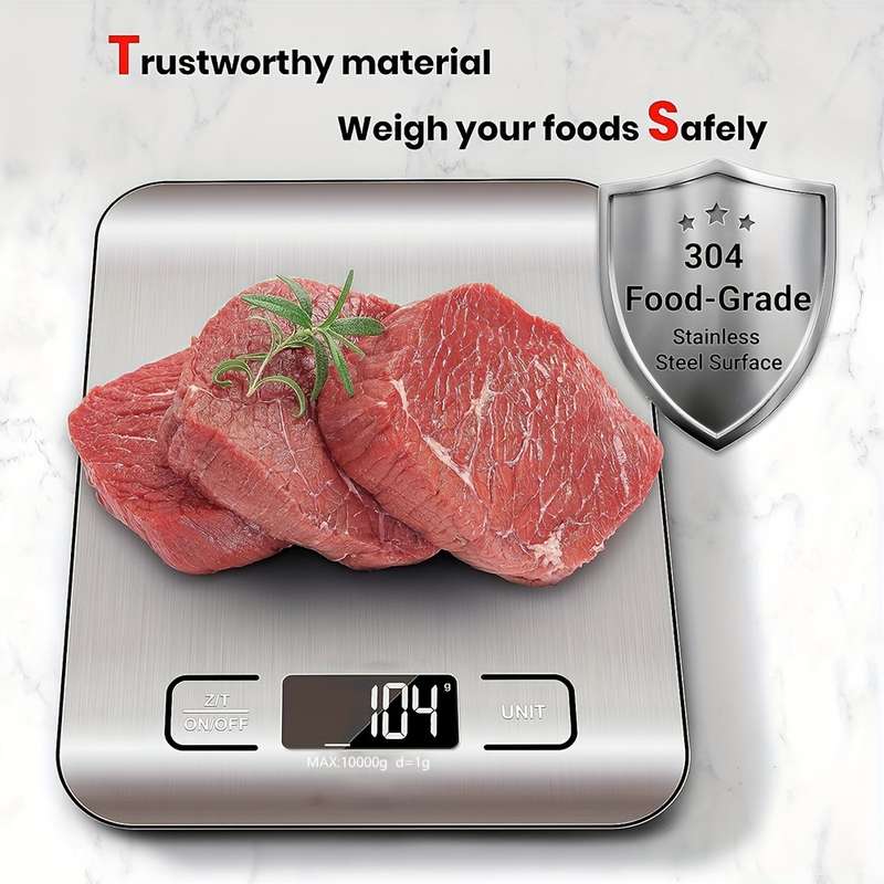 1pc High-Precision Stainless Steel 1pc Digital Kitchen Scale 22lb 10kg Capacity LCD Display Tar