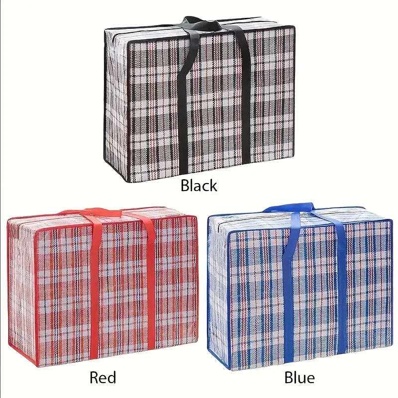 3pcs Large Moving Storage Bags Versatile Quilt Toy and Clothes Organizer with Zippers Durable Plasti
