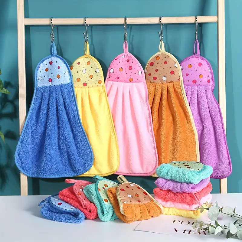 1pc Ultra-Absorbent Quick-Dry Kitchen Bathroom Hand Towel Lightweight Cartoon-Themed Round Nylon Mic