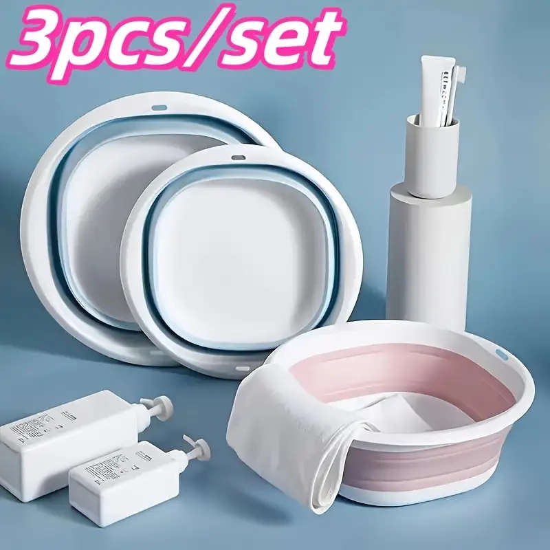 3pcs Foldable Multi-Functional Basin Space-Saving Versatile for Face Washing Vegetable Rinsing Under