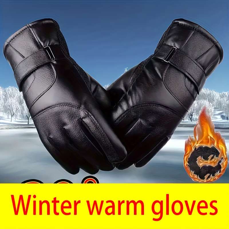 1 Pair Black Warm Gloves